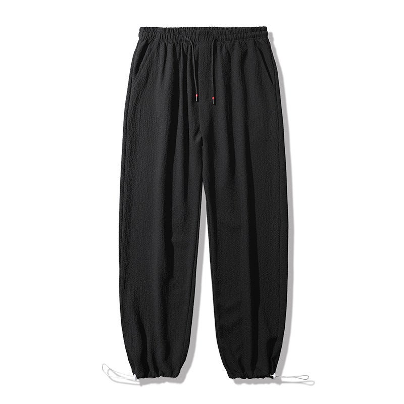 Large Size Pants Men'S Summer Thin Fat Boy Ice Silk Stretch Leg Plus Fat Plus Size Cropped Pants Fashionable Fat Men'S Loose Pants - Image 1